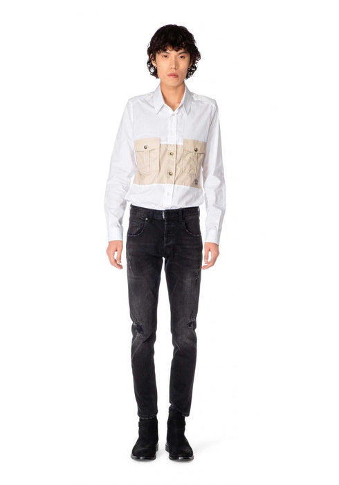 Uomo Jeans GBU3640 con stampa transfer Nero GAELLE PARIS- Francavilla Moda